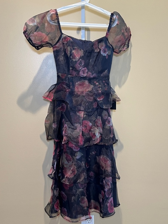 Lulus Dresses & Skirts - Lulu's Shimmery Navy Dress with Pink Floral Accents